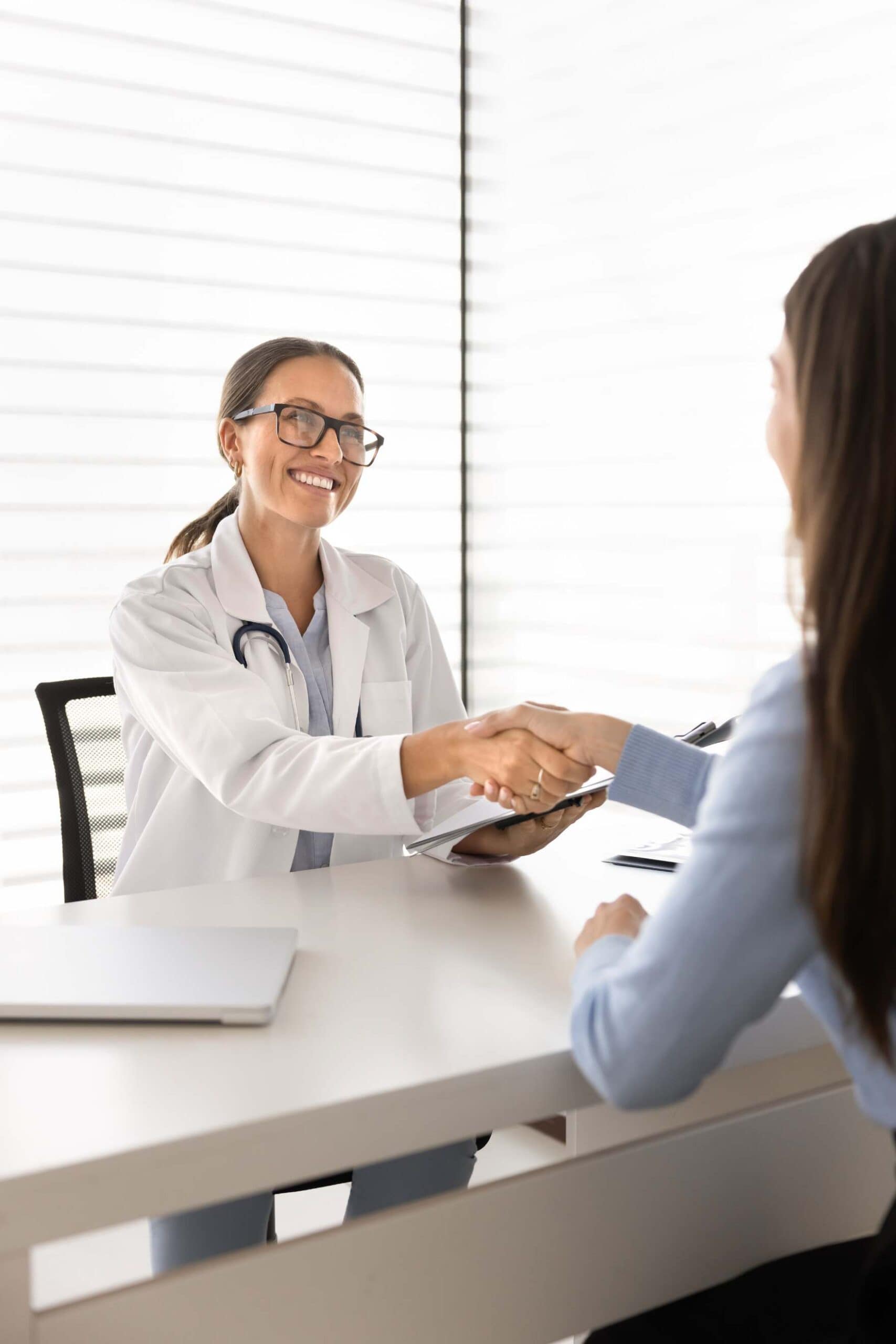 Doctor welcoming a new client for addiction treatment in Bridgewater, MA.
