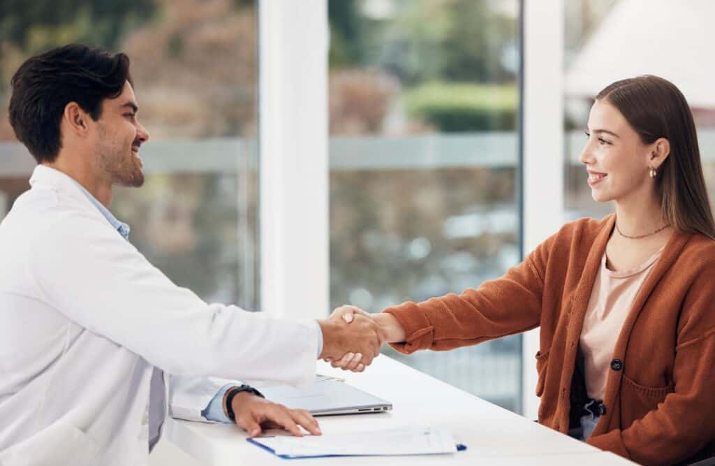 Clinician meeting with patient for an intake assessment for PHP in Massachusetts.