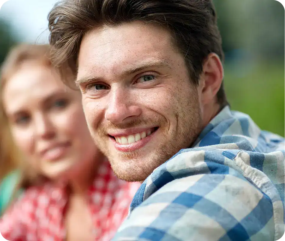 Man smiling.