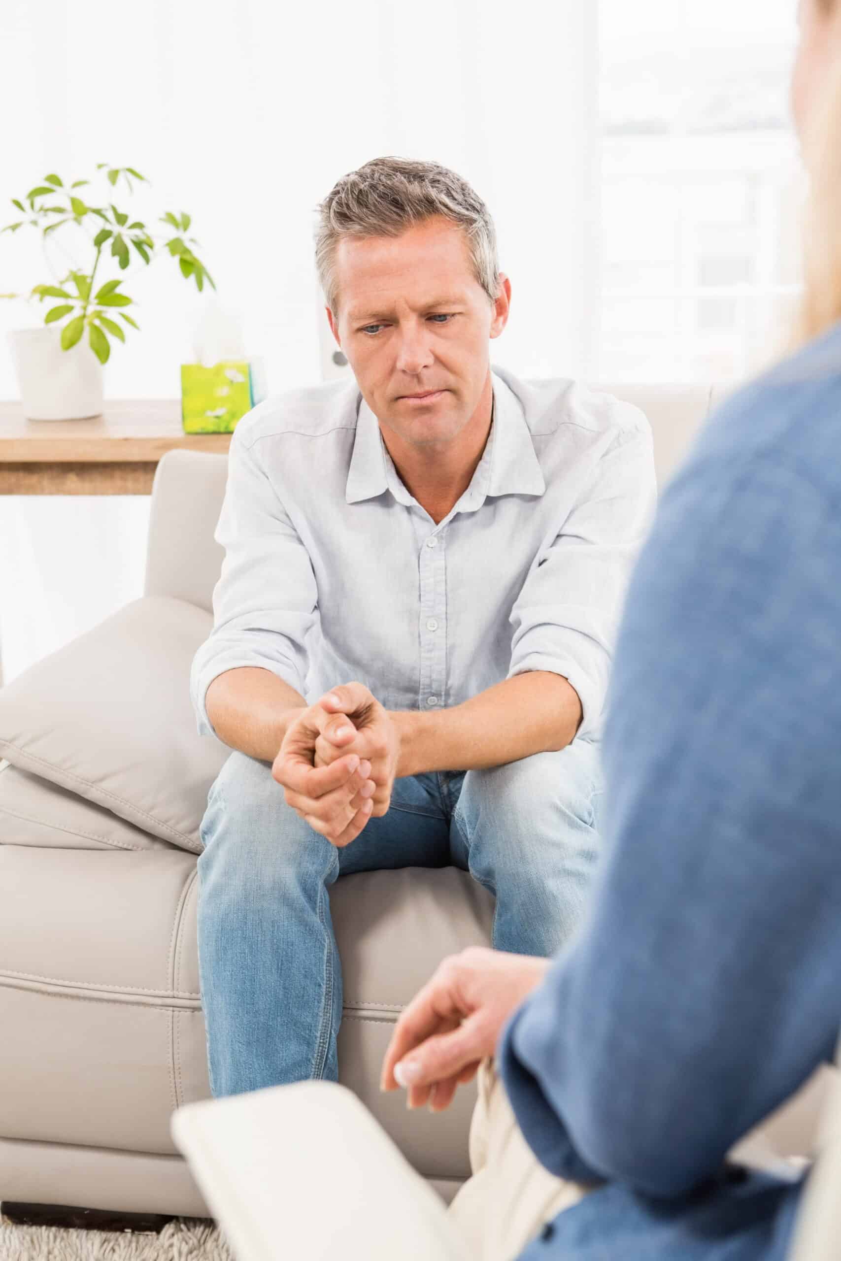 A man discusses options for treatment during Adderall addiction treatment Easton, MA.