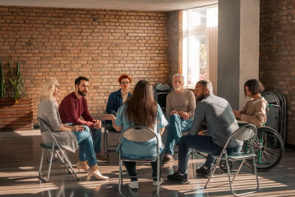group therapy Easton MA People participating in group therapy in Easton, MA at Rebuilding Recovery Center.